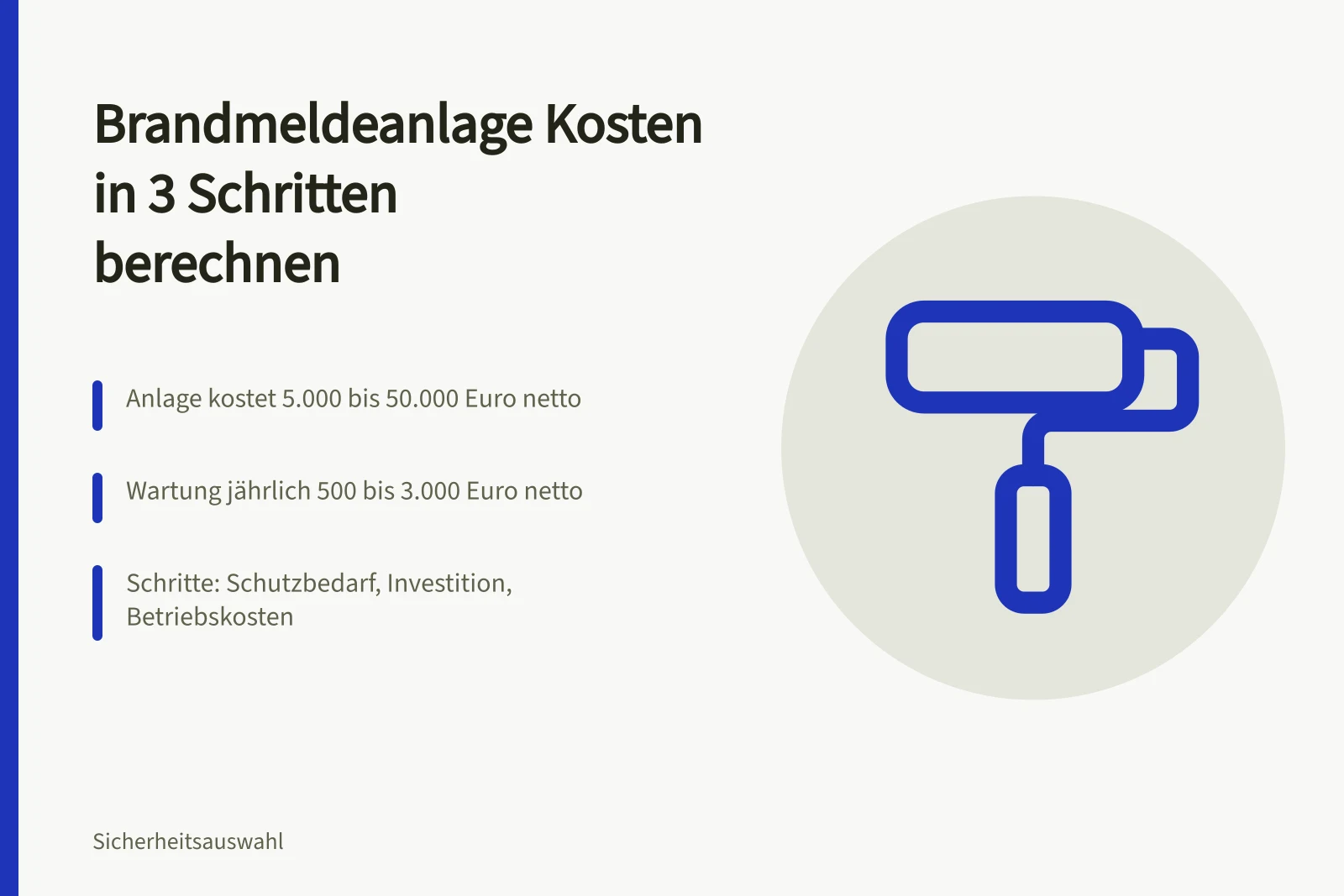 Karte zur Kostenberechnung einer Brandmeldeanlage in drei Schritten