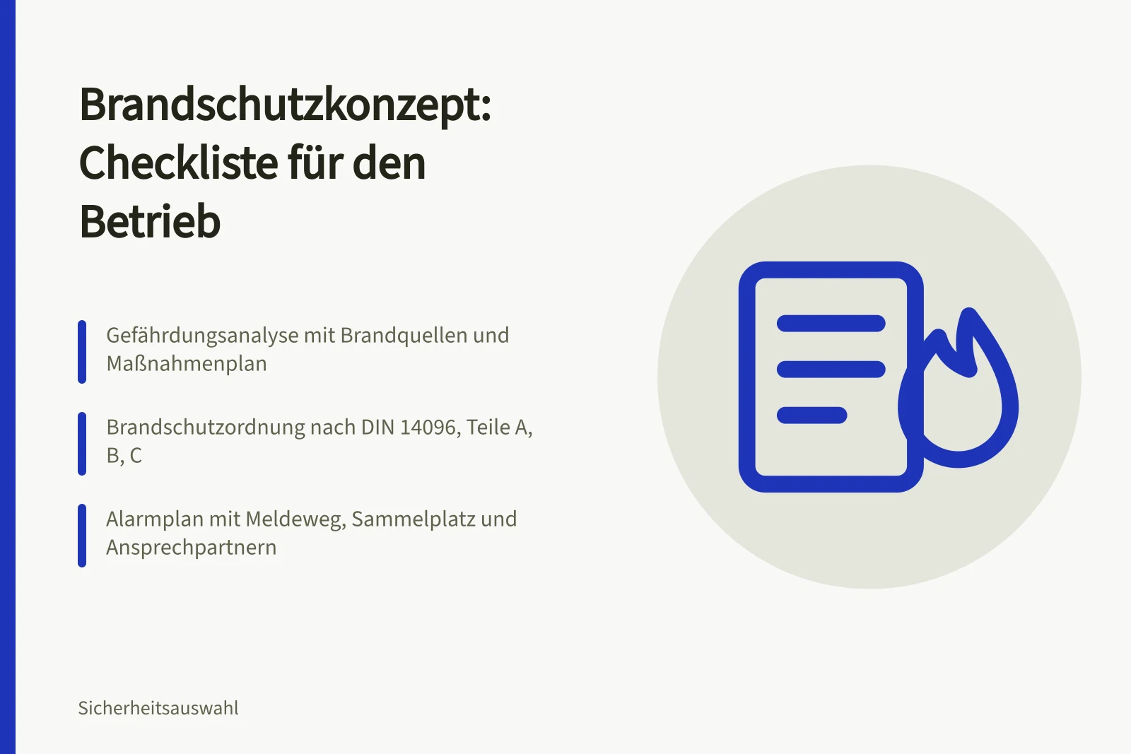 Brandschutzkonzept Checkliste mit Gefährdungsanalyse, Brandschutzordnung und Alarmplan