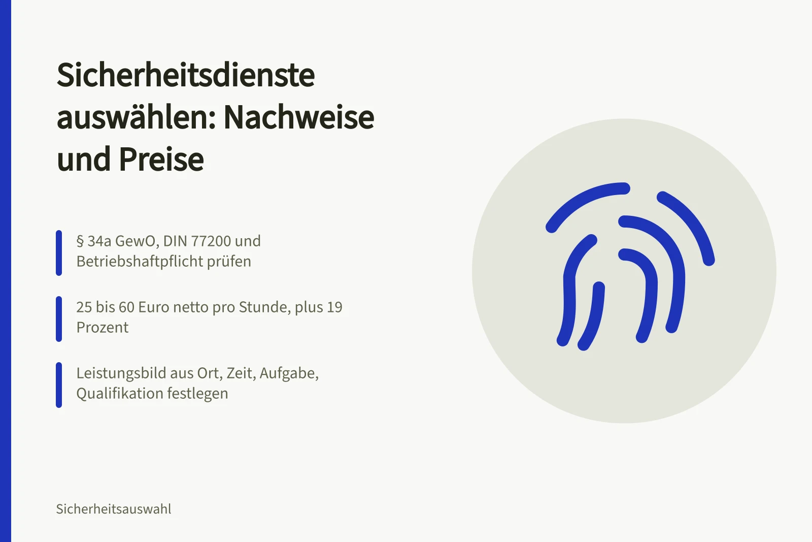 Karte zu Nachweisen, Stundensätzen und Leistungsbild bei Sicherheitsdiensten