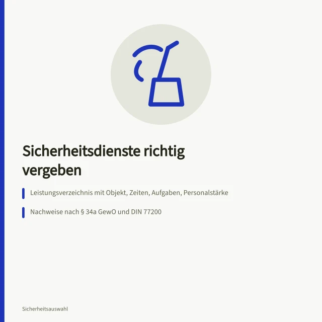 Checkliste zur Vergabe von Sicherheitsdiensten mit Nachweisen und Preisvergleich. Sicherheitsdienste Checkliste für die Vergabe