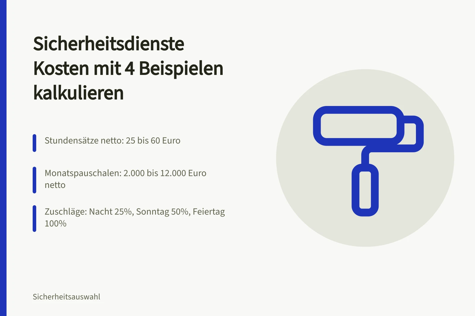 Kalkulation der Kosten für Sicherheitsdienste mit Stundensätzen und Zuschlägen