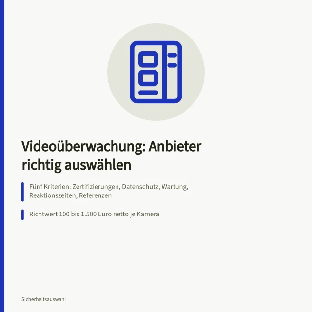 Karte zu Auswahlkriterien für Videoüberwachungsanbieter und DSGVO-Pflichten. Worauf kommt es bei Videoüberwachung Anbieter an?